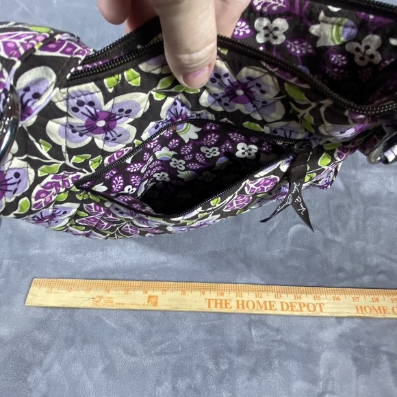 Vera Bradley Plum Petals Quilted Hipster Crossbody Bag Adjustable Strap Clean - Picture 10 of 12